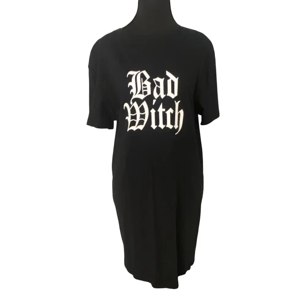 dolls kill t shirt dress Widow Goth Witch Forest Sequin Lace Shirt Dress
